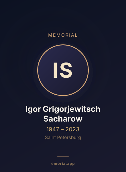 Memorial portrait of Igor Grigorjewitsch Sacharow