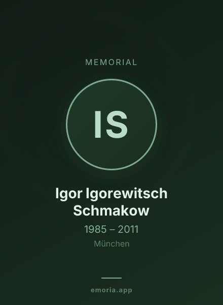 Memorial portrait of Igor Igorewitsch Schmakow