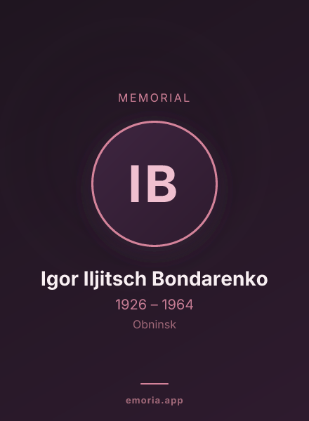 Memorial portrait of Igor Iljitsch Bondarenko
