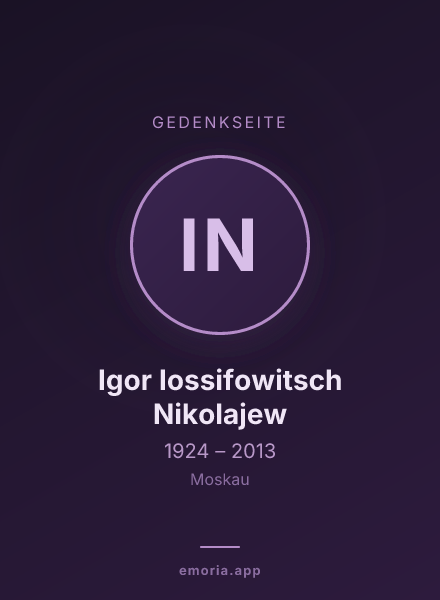 Gedenkportrait von Igor Iossifowitsch Nikolajew