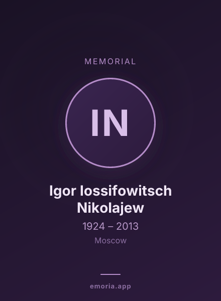 Memorial portrait of Igor Iossifowitsch Nikolajew