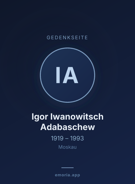 Gedenkportrait von Igor Iwanowitsch Adabaschew