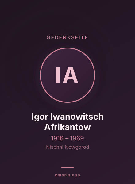 Gedenkportrait von Igor Iwanowitsch Afrikantow