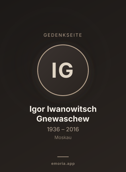Gedenkportrait von Igor Iwanowitsch Gnewaschew