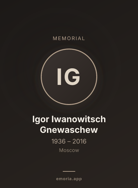 Memorial portrait of Igor Iwanowitsch Gnewaschew