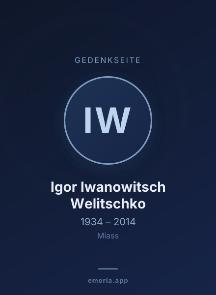 Gedenkportrait von Igor Iwanowitsch Welitschko
