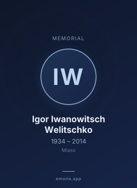 Memorial portrait of Igor Iwanowitsch Welitschko