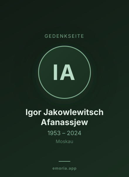 Gedenkportrait von Igor Jakowlewitsch Afanassjew