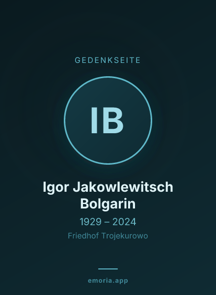 Gedenkportrait von Igor Jakowlewitsch Bolgarin