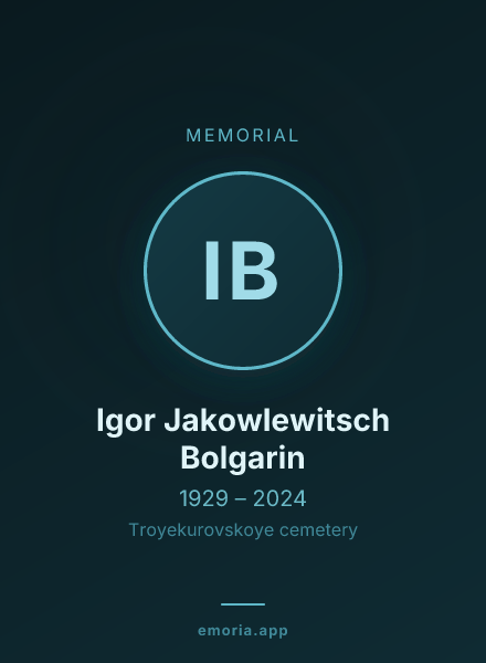 Memorial portrait of Igor Jakowlewitsch Bolgarin