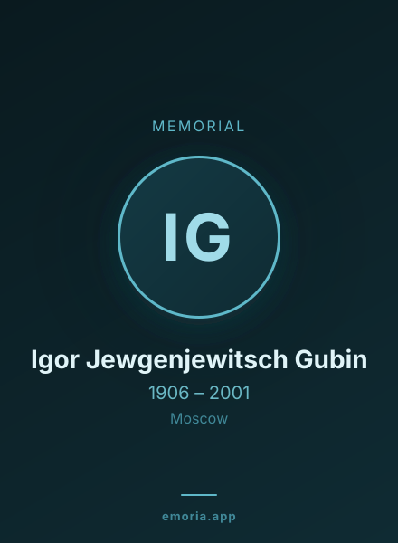 Memorial portrait of Igor Jewgenjewitsch Gubin
