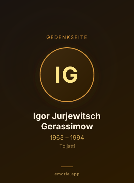 Gedenkportrait von Igor Jurjewitsch Gerassimow