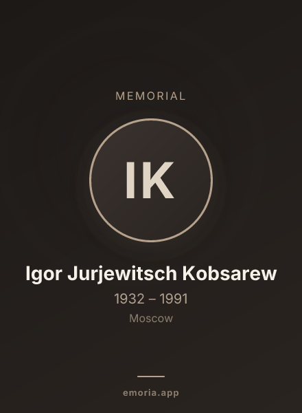 Memorial portrait of Igor Jurjewitsch Kobsarew