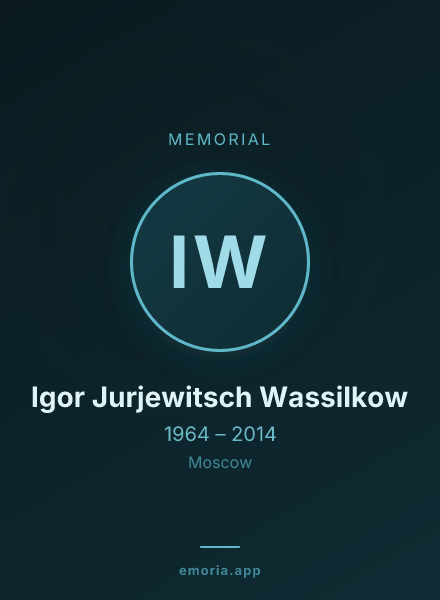 Memorial portrait of Igor Jurjewitsch Wassilkow