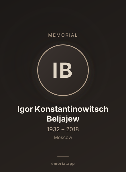 Memorial portrait of Igor Konstantinowitsch Beljajew