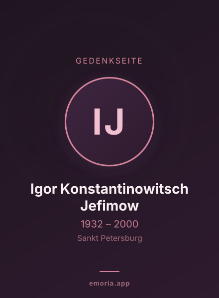 Gedenkportrait von Igor Konstantinowitsch Jefimow