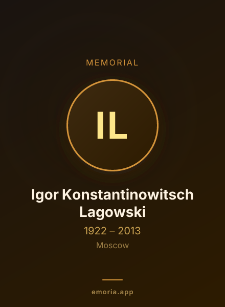 Memorial portrait of Igor Konstantinowitsch Lagowski