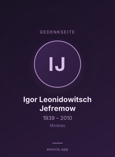 Gedenkportrait von Igor Leonidowitsch Jefremow