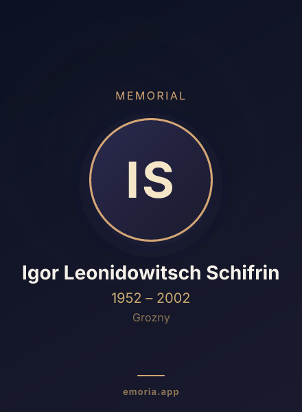 Memorial portrait of Igor Leonidowitsch Schifrin