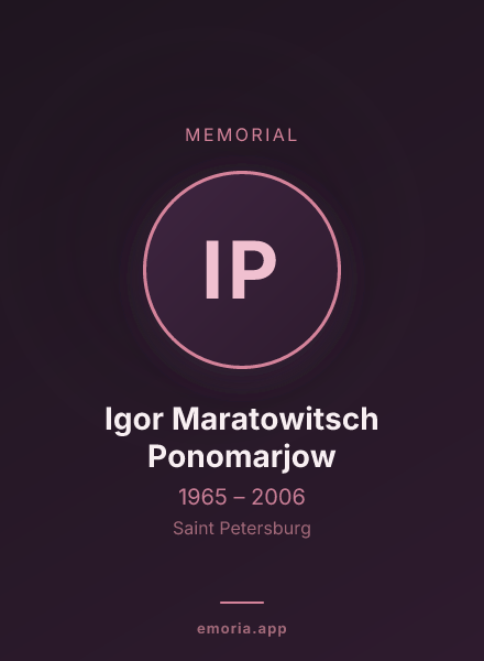 Memorial portrait of Igor Maratowitsch Ponomarjow
