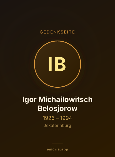 Gedenkportrait von Igor Michailowitsch Belosjorow