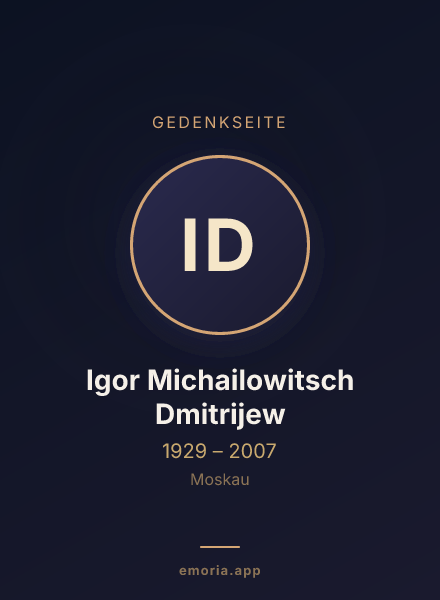 Gedenkportrait von Igor Michailowitsch Dmitrijew