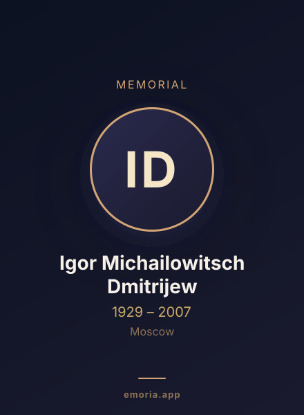 Memorial portrait of Igor Michailowitsch Dmitrijew