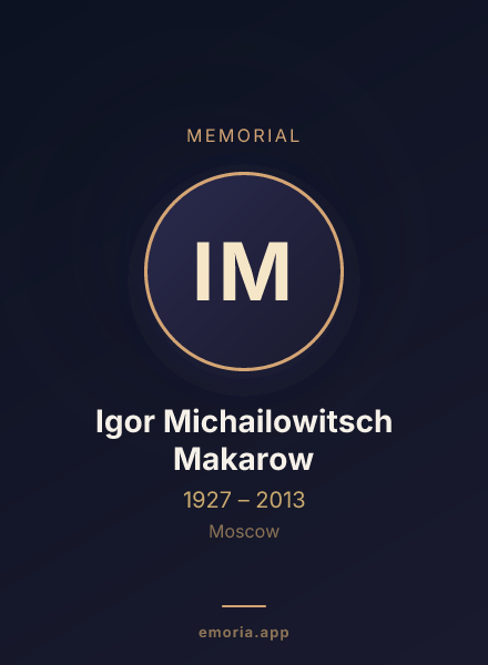 Memorial portrait of Igor Michailowitsch Makarow