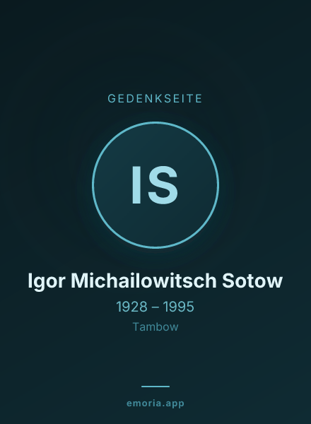 Gedenkportrait von Igor Michailowitsch Sotow