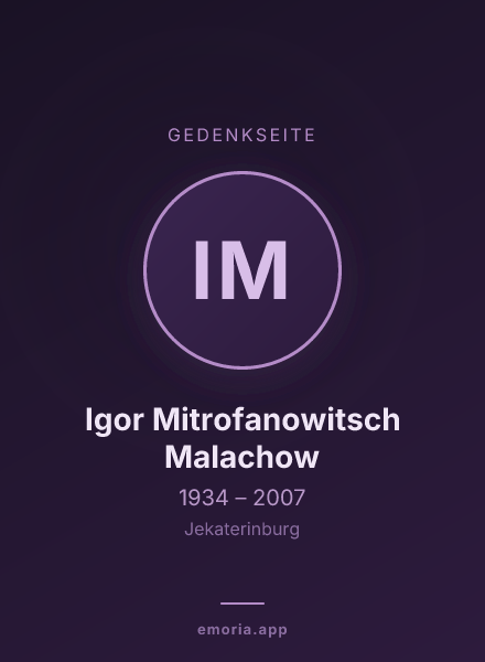 Gedenkportrait von Igor Mitrofanowitsch Malachow