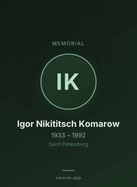 Memorial portrait of Igor Nikititsch Komarow