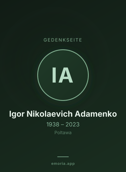 Gedenkportrait von Igor Nikolaevich Adamenko