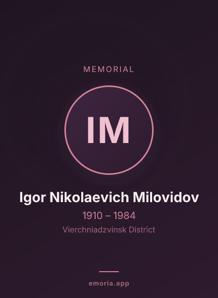 Memorial portrait of Igor Nikolaevich Milovidov