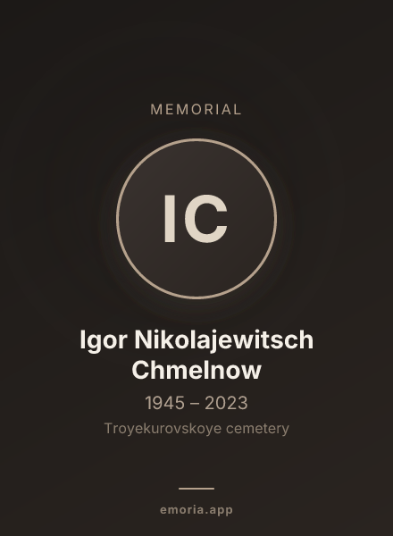 Memorial portrait of Igor Nikolajewitsch Chmelnow