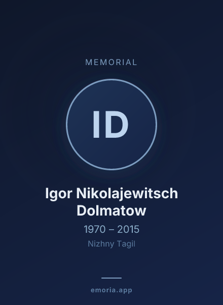 Memorial portrait of Igor Nikolajewitsch Dolmatow