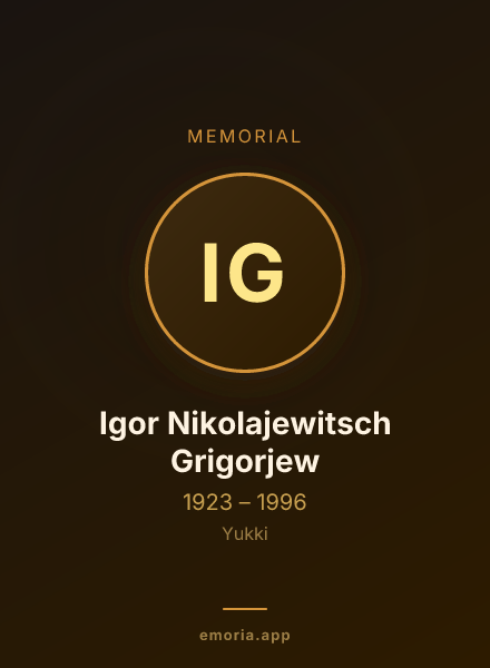 Memorial portrait of Igor Nikolajewitsch Grigorjew