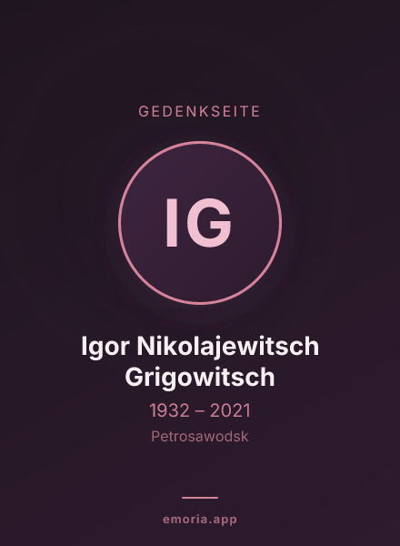 Gedenkportrait von Igor Nikolajewitsch Grigowitsch