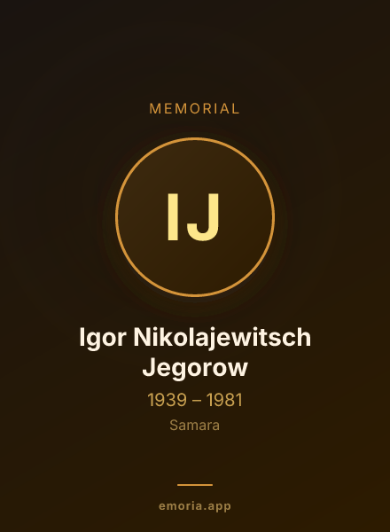 Memorial portrait of Igor Nikolajewitsch Jegorow
