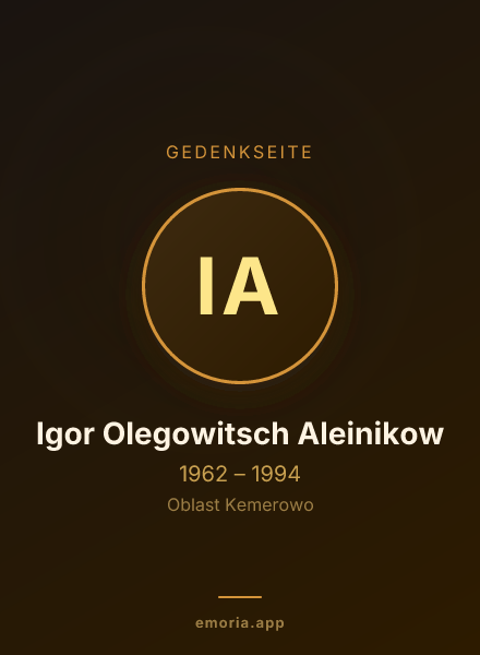 Gedenkportrait von Igor Olegowitsch Aleinikow