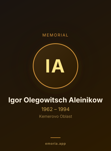 Memorial portrait of Igor Olegowitsch Aleinikow