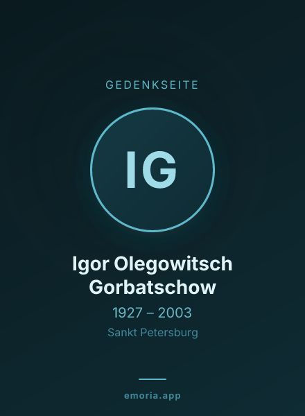 Gedenkportrait von Igor Olegowitsch Gorbatschow