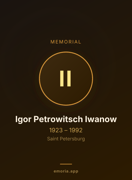 Memorial portrait of Igor Petrowitsch Iwanow