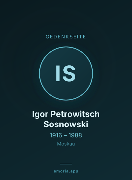Gedenkportrait von Igor Petrowitsch Sosnowski