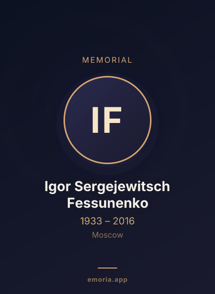 Memorial portrait of Igor Sergejewitsch Fessunenko