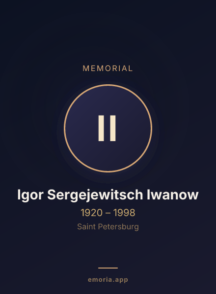 Memorial portrait of Igor Sergejewitsch Iwanow