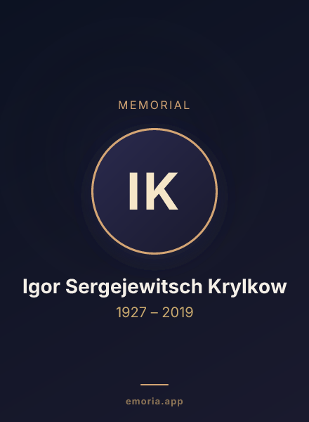 Memorial portrait of Igor Sergejewitsch Krylkow