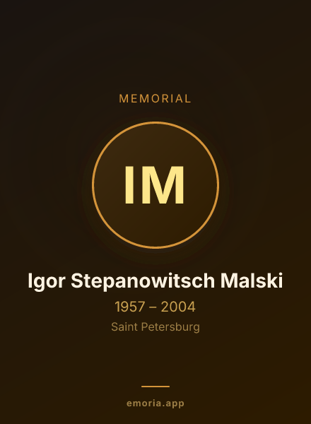 Memorial portrait of Igor Stepanowitsch Malski
