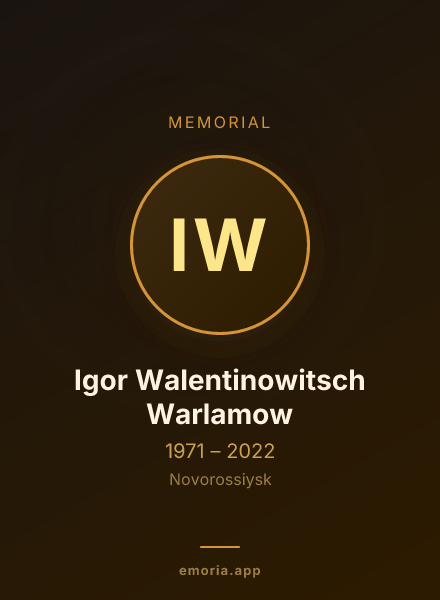 Memorial portrait of Igor Walentinowitsch Warlamow
