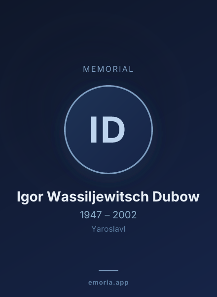 Memorial portrait of Igor Wassiljewitsch Dubow