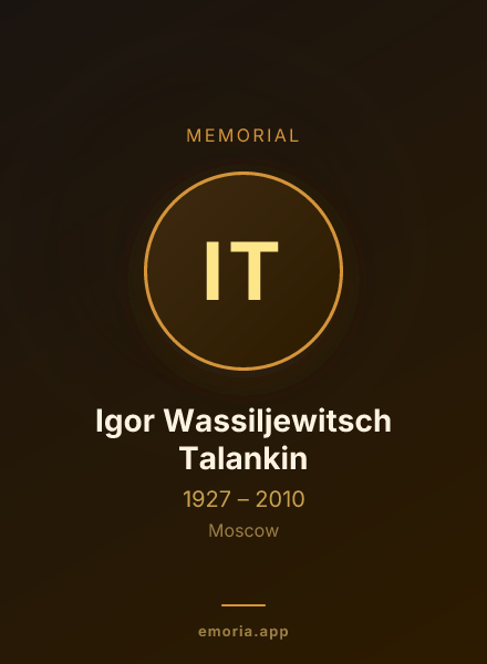 Memorial portrait of Igor Wassiljewitsch Talankin